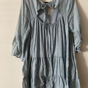 Dusty blue tiered mini dress
